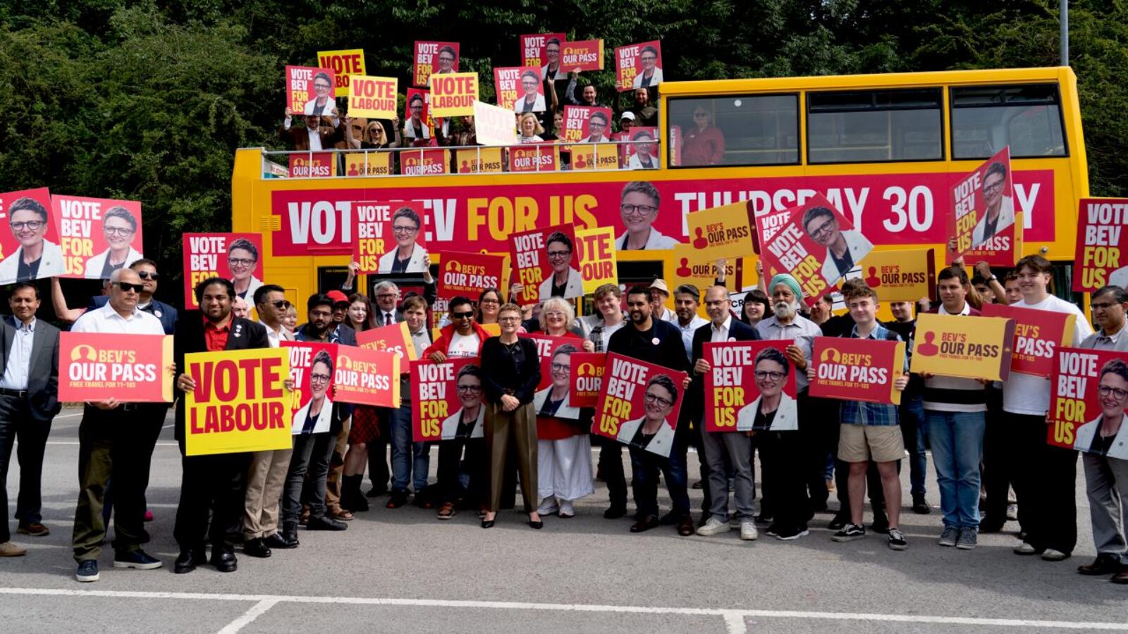 Bev Craig launches her Battle Bus in Stockport